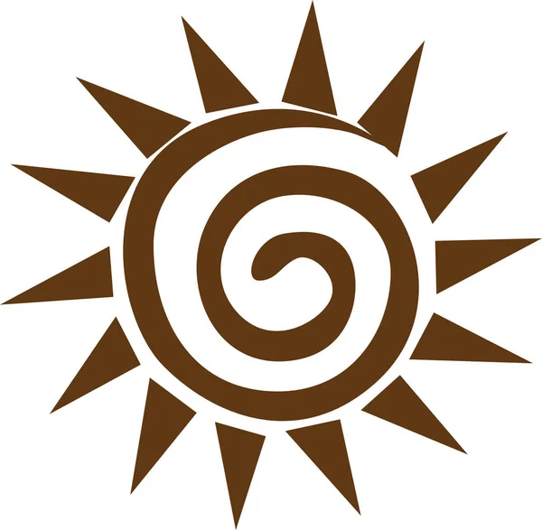 Ícone de Sol espiral nativo tribal — Vetor de Stock