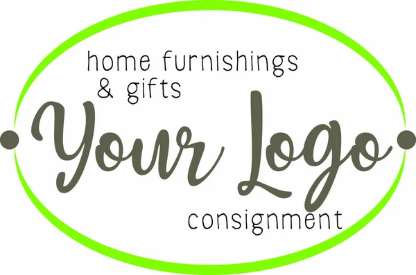 Ovale Logo Idee Mit Braunem Und Leuchtend Grünem Modernem Shabby — Stockvektor