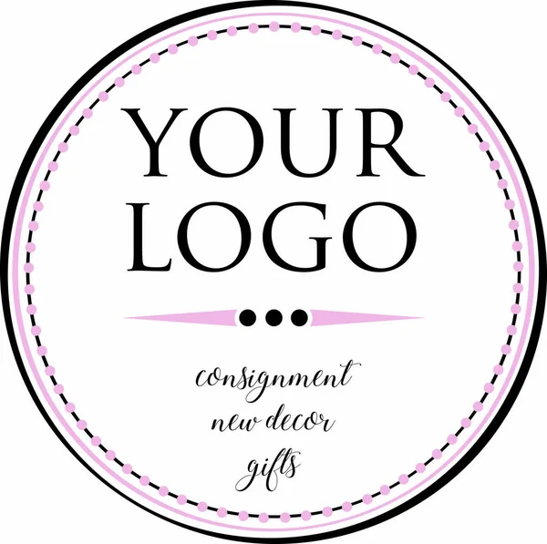 Rundes Logo Schwarz Und Pink Klassisch Einfaches Design Für Ihre — Stockvektor