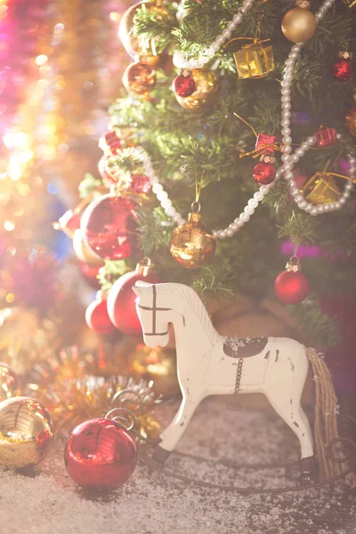 Arbre de Noël décor de cheval — Photo