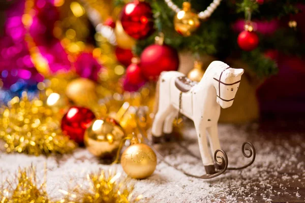 Christmas tree horse decor — Stock Photo, Image