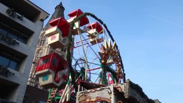 Natal mercado carrossel xmas — Vídeo de Stock