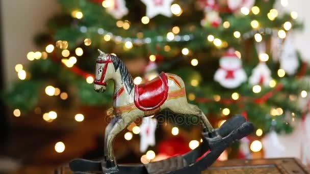 Різдвяний кінь прикраса зими — стокове відео