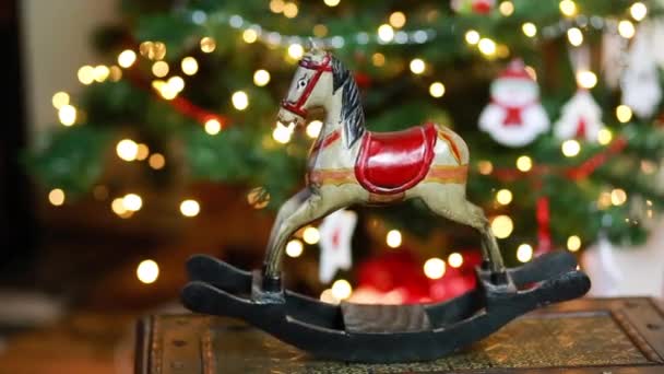 Zimní vánoční dekorace horse — Stock video