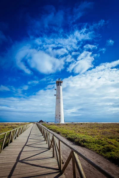 Fuerteventura farol ilha praia — Fotografia de Stock