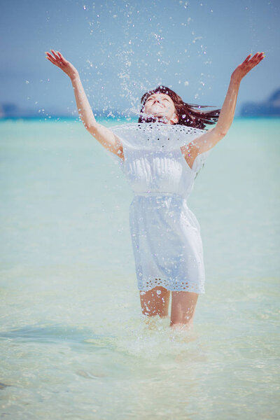 beautyful woman on the Beach Balos, crete