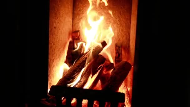 Fireplace with red flame — Stock Video