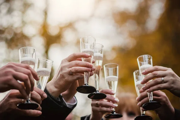 stock image beautiful decorated wedding glasses