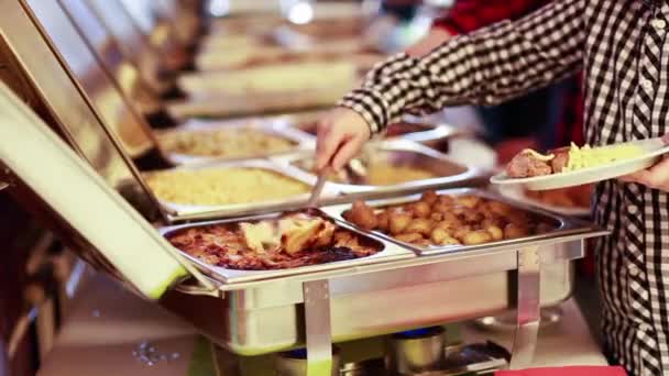 Bufê de comida casamento evento — Vídeo de Stock