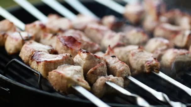 Barbekü sıcak biftek ızgara — Stok video