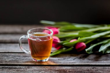 çay süt ahşap arka plan