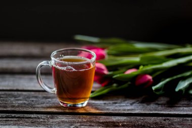 çay süt ahşap arka plan