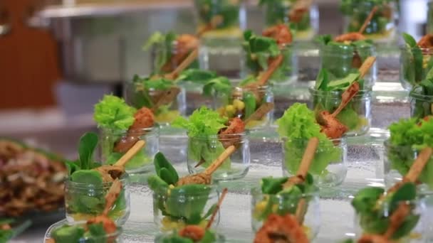 Catering, svatební bufetu události — Stock video
