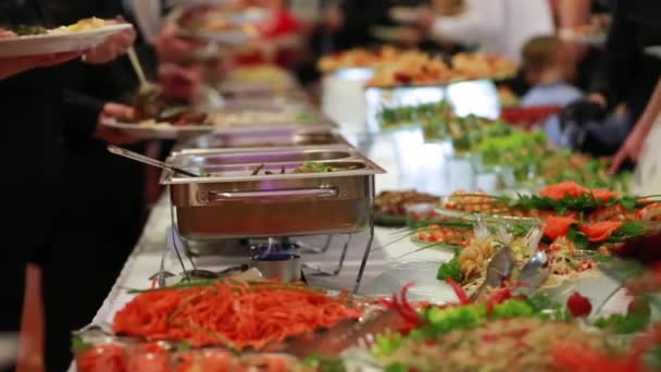Catering, svatební bufetu události — Stock video
