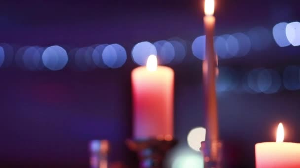 Luz da vela da decoração do casamento — Vídeo de Stock