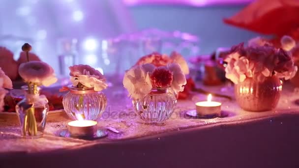 Düğün dekorasyon mum ışığı — Stok video