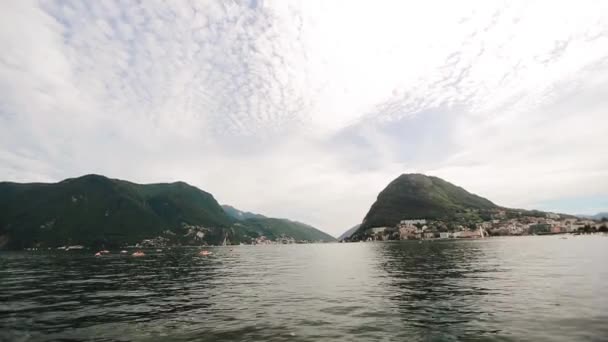 Lugano Zwitserland landschap lake — Stockvideo