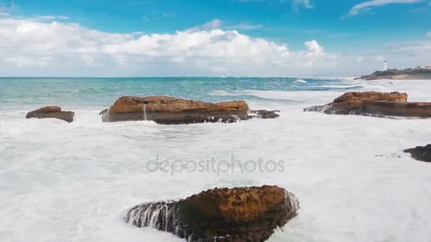Blue ocean beach france — Stock Video