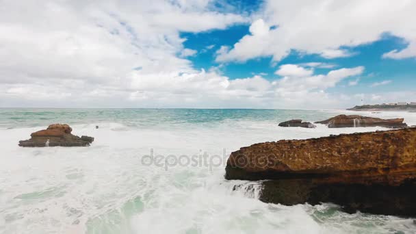 Blue ocean beach france — Stock Video