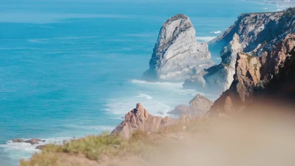 Ünlü deniz feneri Portekiz Lizbon — Stok video