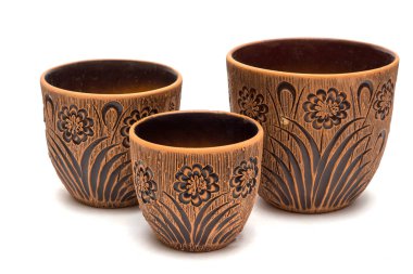  Beyaz bir arka plan üzerinde dekoratif vazo