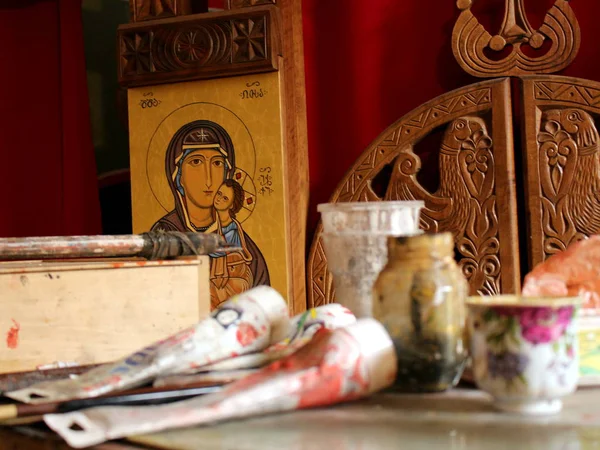 Malarstwo prawosławnym icon — Zdjęcie stockowe