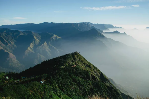 Зеленые Чайные Плантации Удивительные Горы Вид Сверху Индия Munnar — стоковое фото