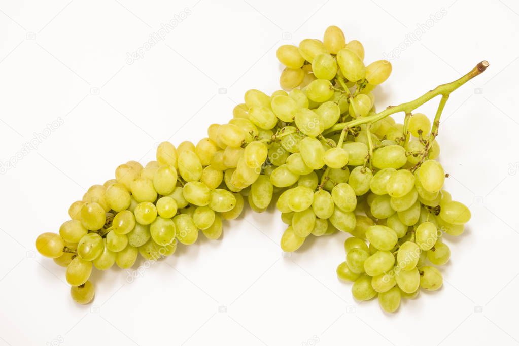 Top view of grapes. Juicy grapes on a white background