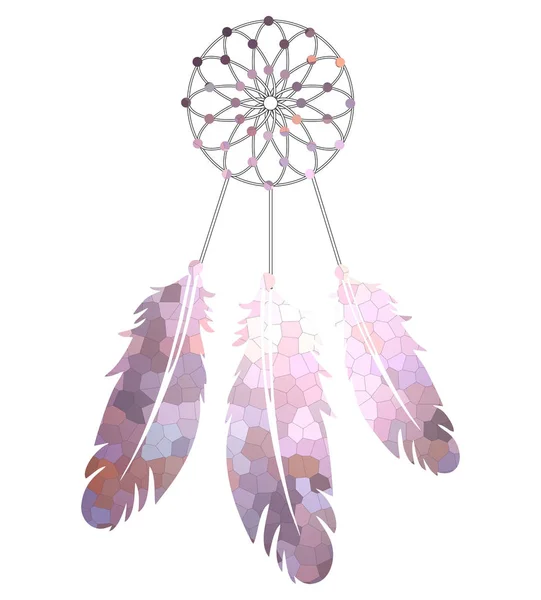 Magic Dreamcatcher Beads Feathers Color Violet Brown — Stock Photo, Image