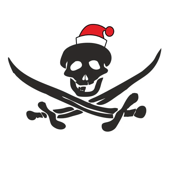 Creepy Piratical Skeleton Marry Christmas Flag Royaltyfria Stockbilder