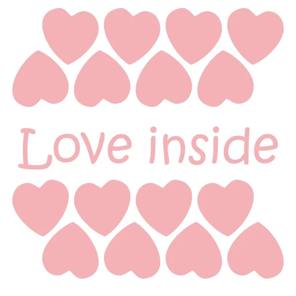 Любов Всередині Тексту Рожевими Серцями — стокове фото