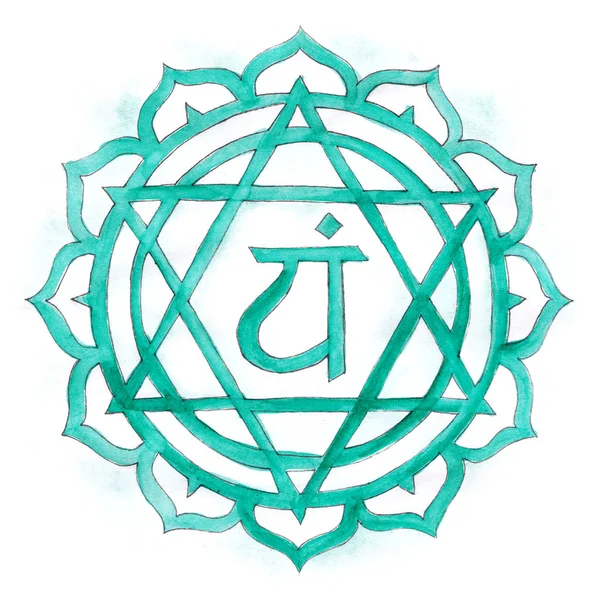 Anahata Chakra Akvarel Tegning - Stock-foto