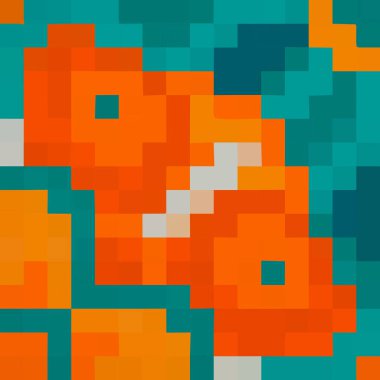 Geleneksel Fas renklerinde basit piksel pürüzsüz palet: Aqua, terracotta, turuncu, mavi. Stok illüstrasyonu. Davetiye, kart, kumaş ve tekstil için şablon tasarımı.