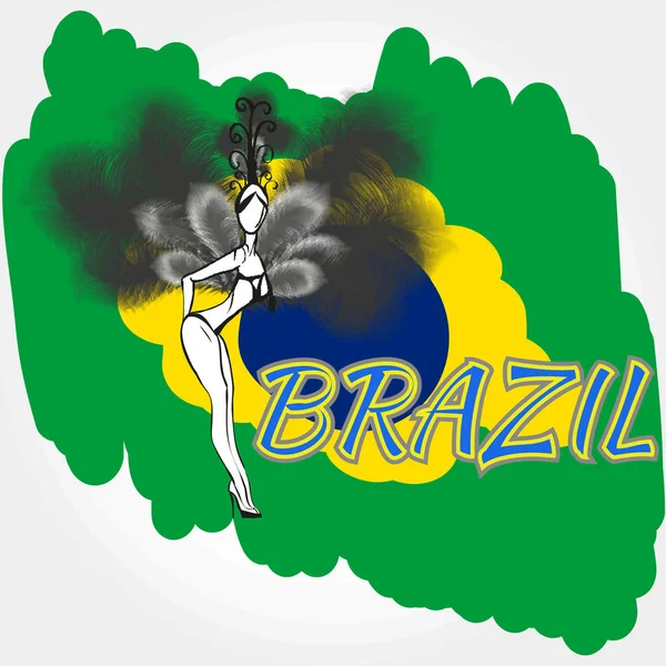 Inscription Brazil color — Stock Vector