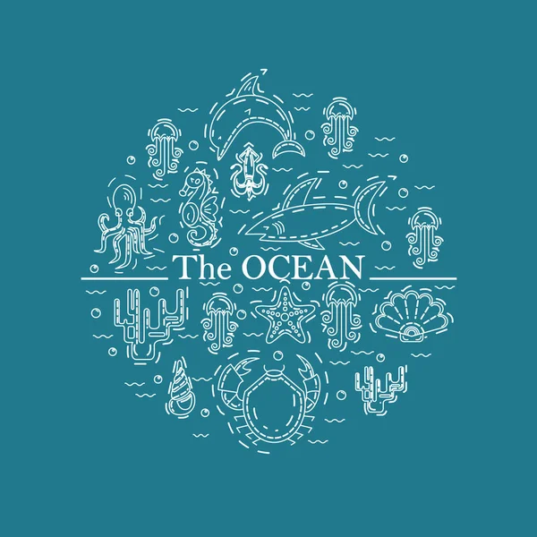 Oceano design rotondo Illustrazioni Stock Royalty Free