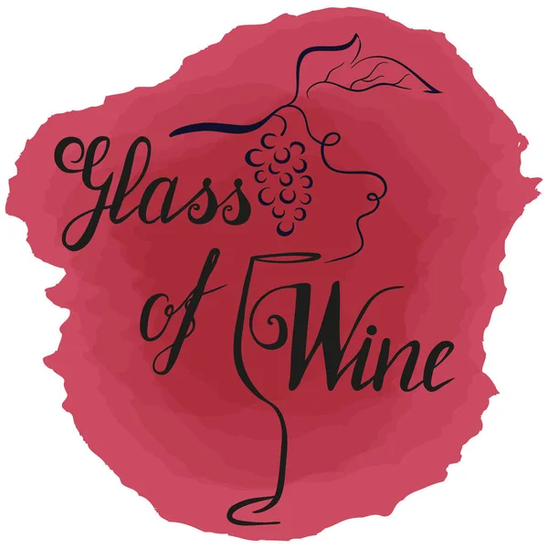 Bicchiere da vino, uva e scritte a mano Vettoriali Stock Royalty Free