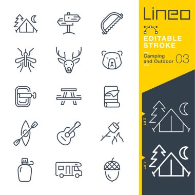 Lineo düzenlenebilir kontur - kamp ve açık anahat simgeleri