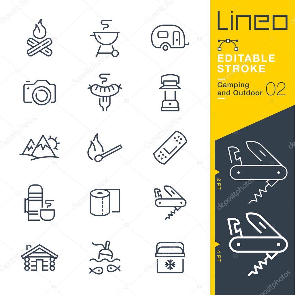 Lineo Editable Stroke - Camping and Outdoor outline icons
