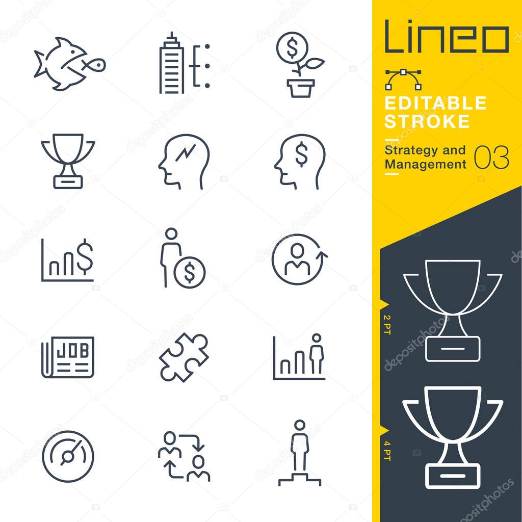 Lineo Editable Stroke - Strategy and Management outline icons