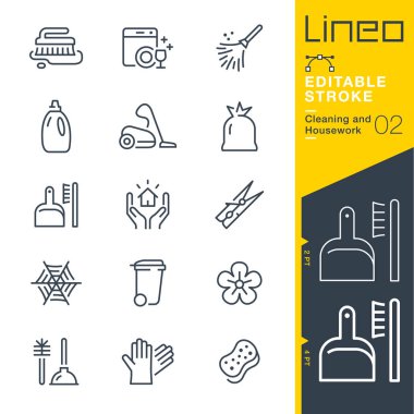 Lineo düzenlenebilir kontur - temizlik ve ev işleri satır simgeler