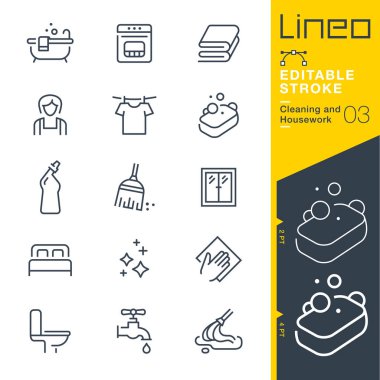 Lineo düzenlenebilir kontur - temizlik ve ev işleri satır simgeler