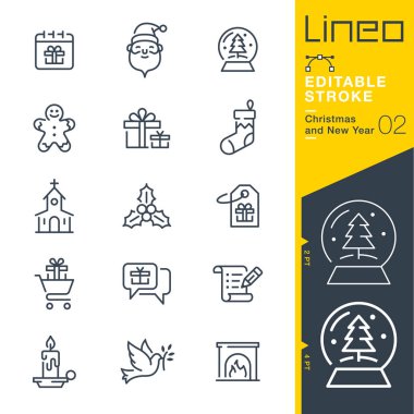 Lineo düzenlenebilir kontur - Noel ve yeni yıl satır simgeler