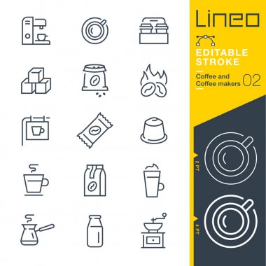 Lineo düzenlenebilir kontur - kahve çizgi simgeler