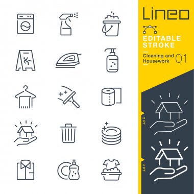 Lineo düzenlenebilir kontur - temizlik ve ev işleri satır simgeler