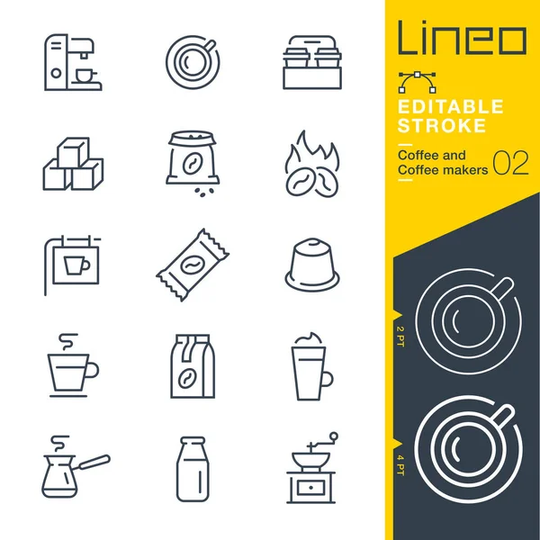 Lineo Editable Stroke Iconos Línea Café — Vector de stock