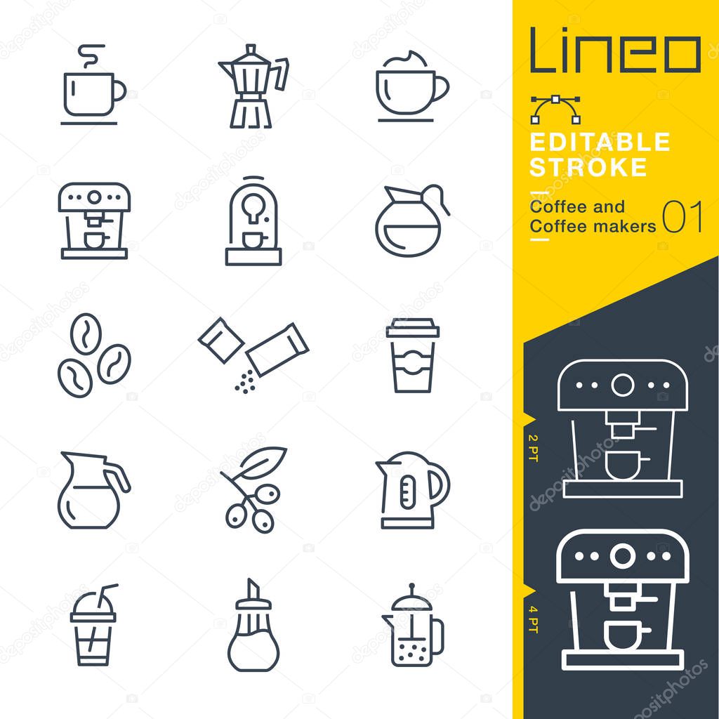 Lineo Editable Stroke - Coffee line icons