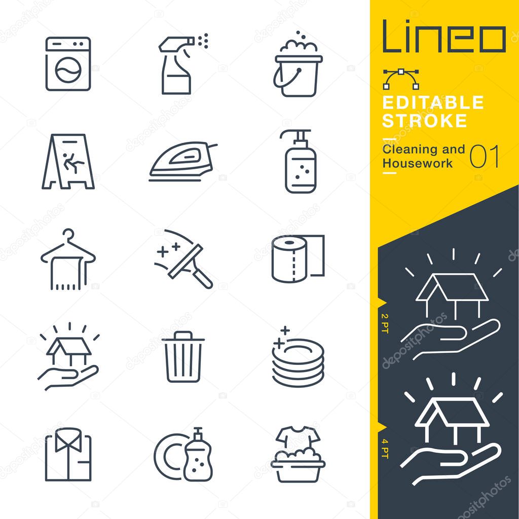 Lineo Editable Stroke - Cleaning and Housework line icons
