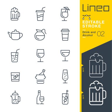 Lineo Editable Stroke - Drink and Alcohol line icons clipart