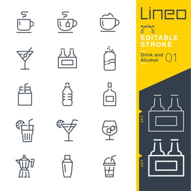 Lineo Editable Stroke - Drink and Alcohol line icons clipart