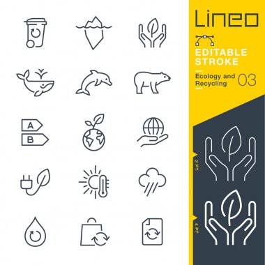 Lineo düzenlenebilir kontur - ekoloji ve satır simgeleri geri dönüşüm